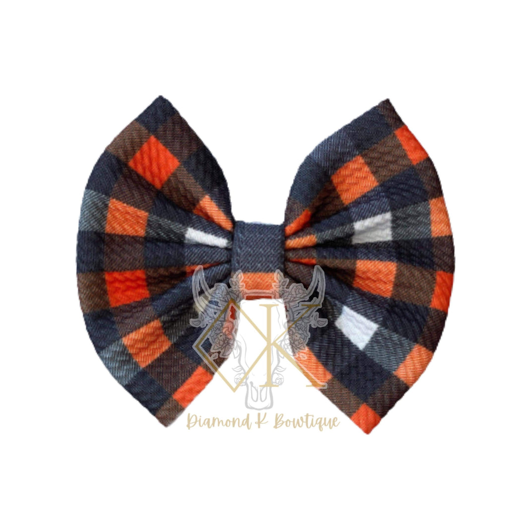 Orange/black buffalo plaid